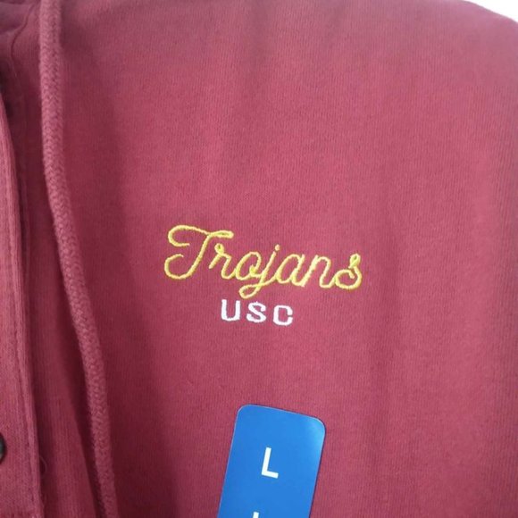 CHAMPION USC TROJANS Men's Large 1/4 Button Embroidered Hooded Henley - New Tags - Picture 3 of 9